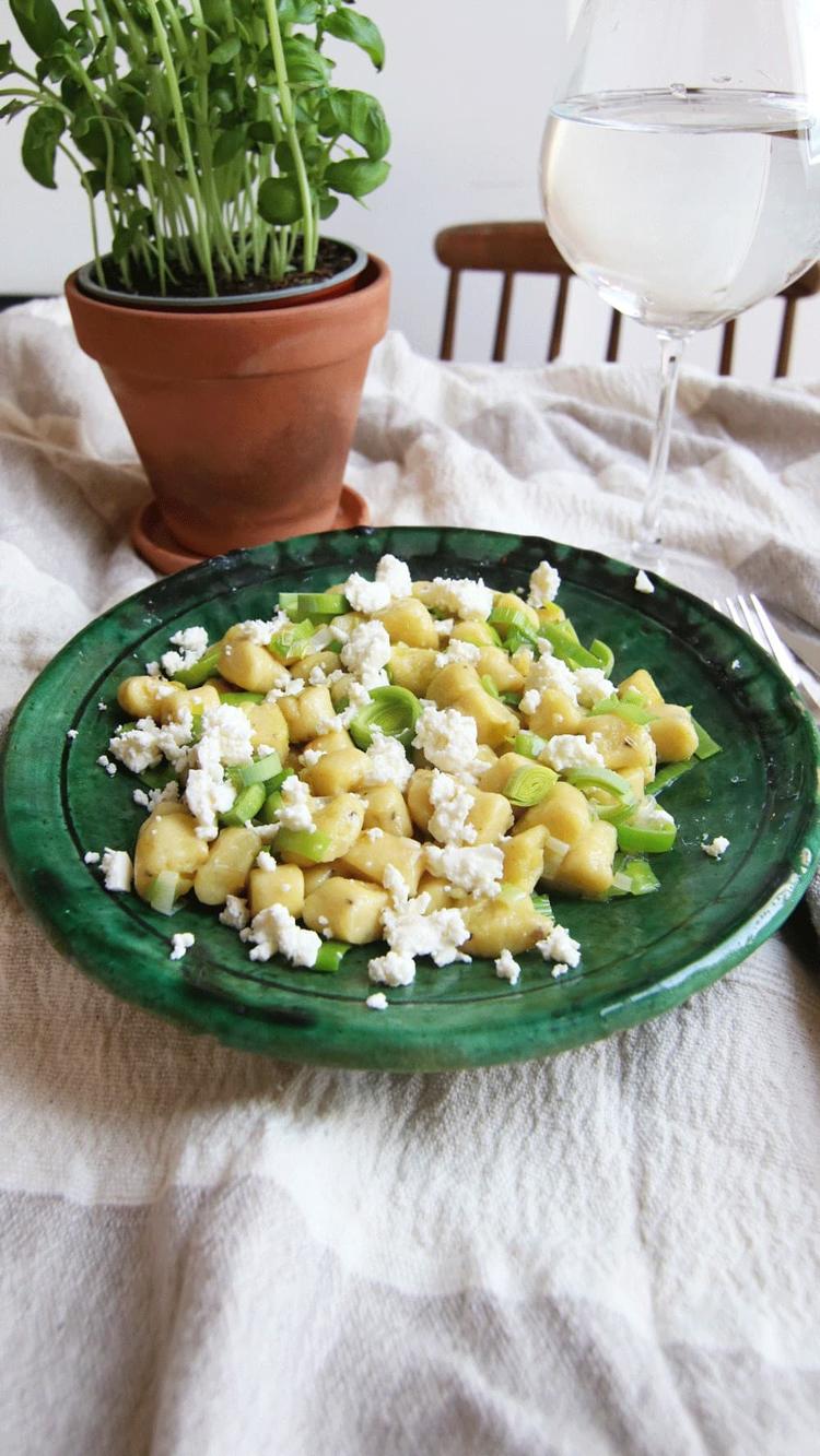 Gnocchi med purre og feta