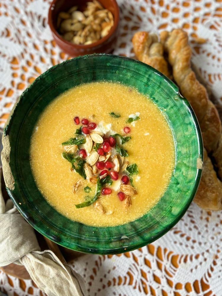 Gresskarsuppe med breadsticks