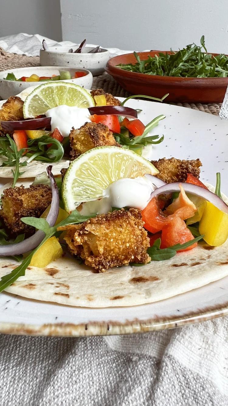 Taco med crispy halloumi
