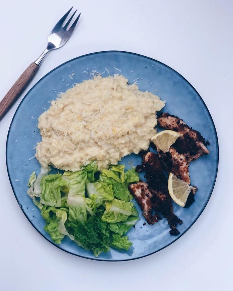 Creamy Risotto and Breaded Chicken