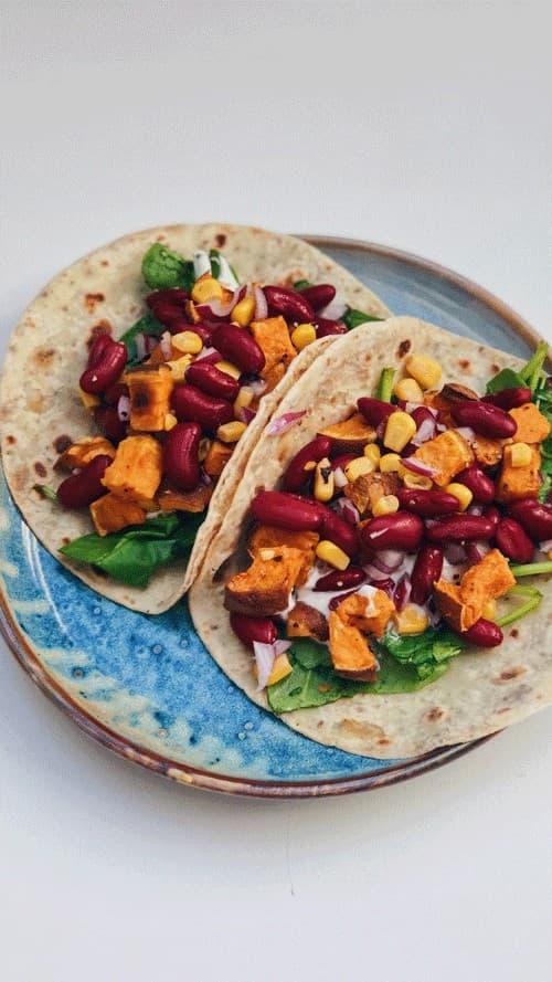 Sweet Potato Wraps with Beans