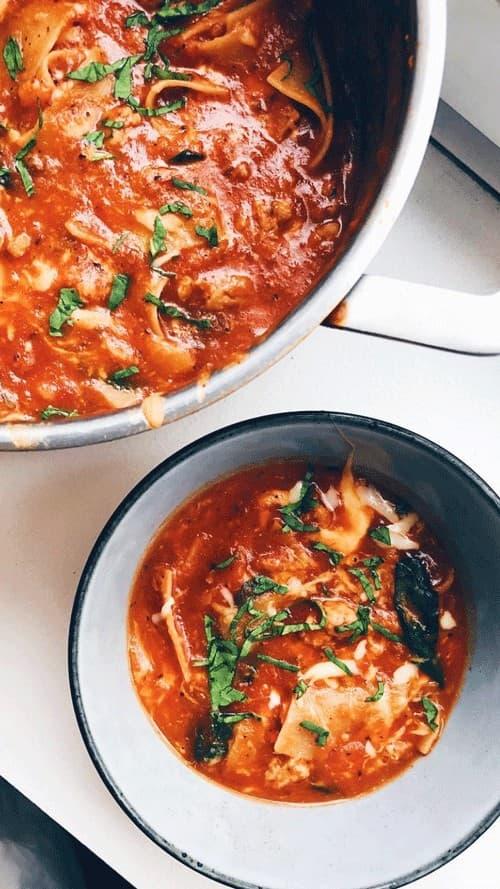 Vegetar lasagnesuppe