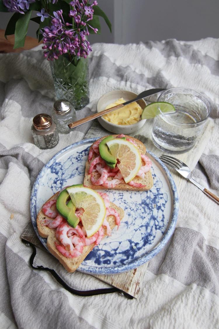 Norwegian Shrimp Sandwich with Avocado and Homemade Garlic Butter