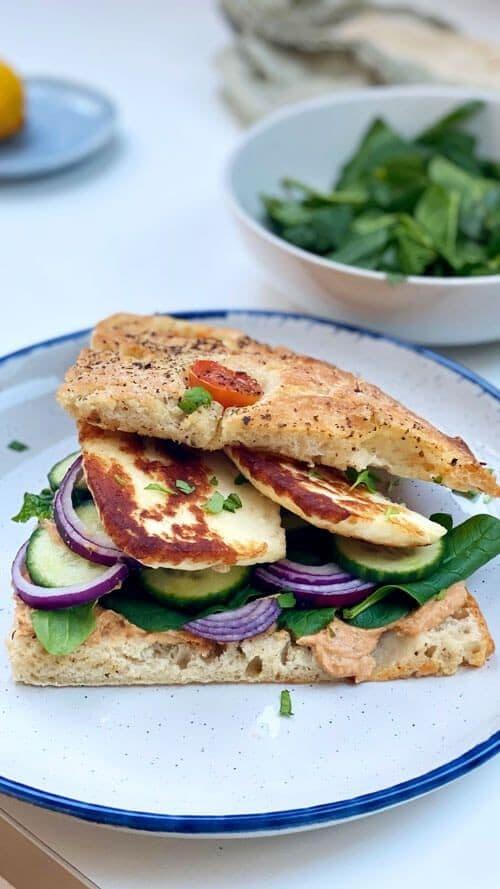 Focaccia Sandwich with Halloumi
