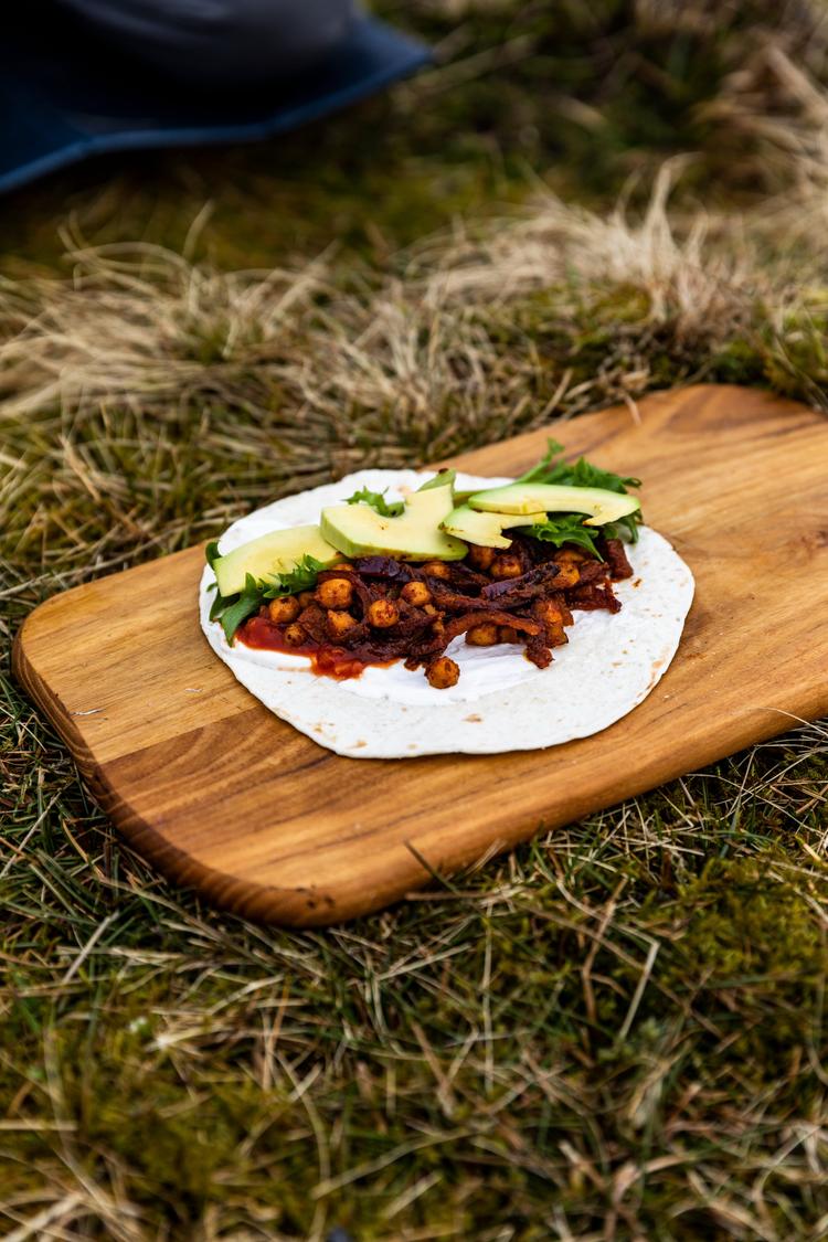 Vegetar burrito på bål