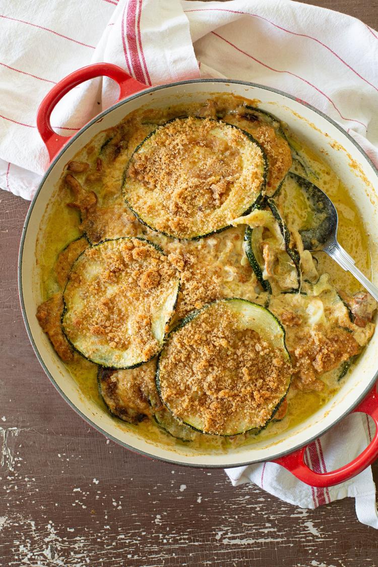 Baked Zucchini with Chanterelles and Mozzarella