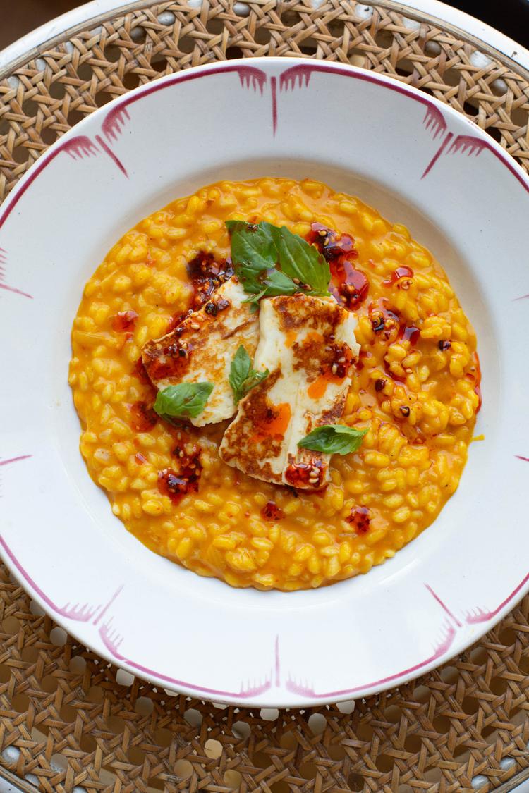 Risotto med gresskar, halloumi og chiliolje